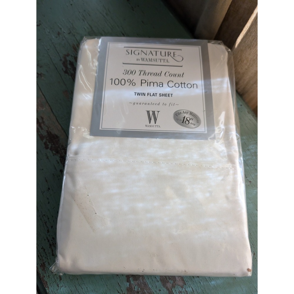 Wamsutta 300TC‎ 100% Pima Cotton Twin Flat Sheet- Oyster - Brand New
